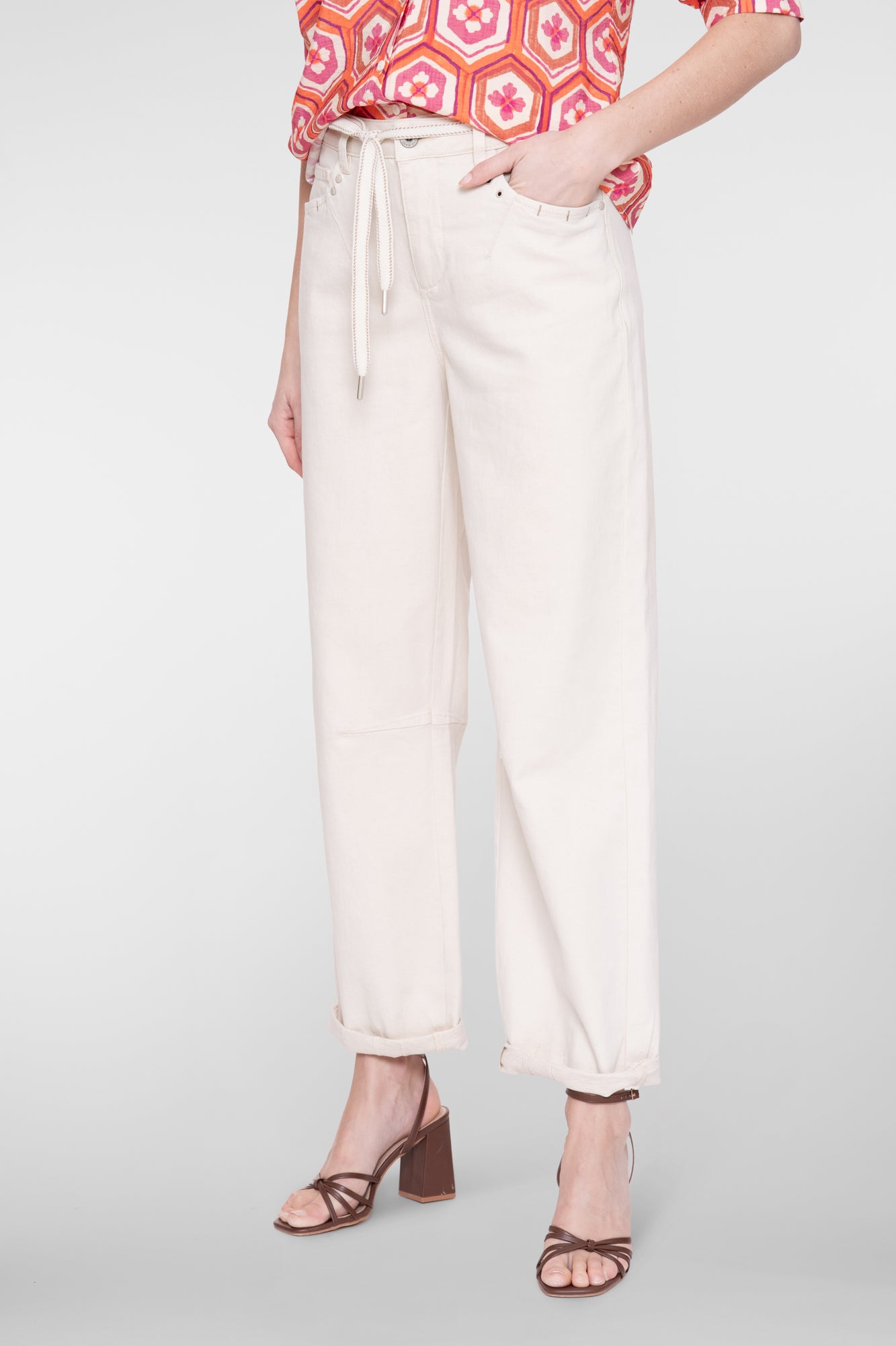 Geisha jeans met relaxed fit en omslag
