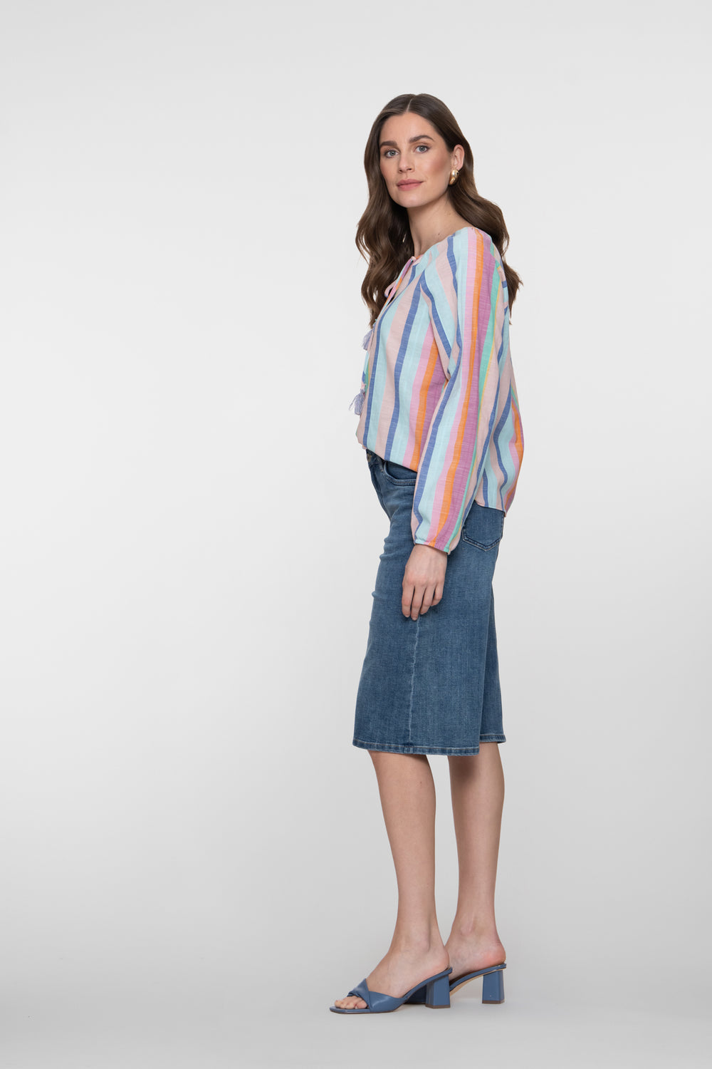 Geisha wijde denim bermuda