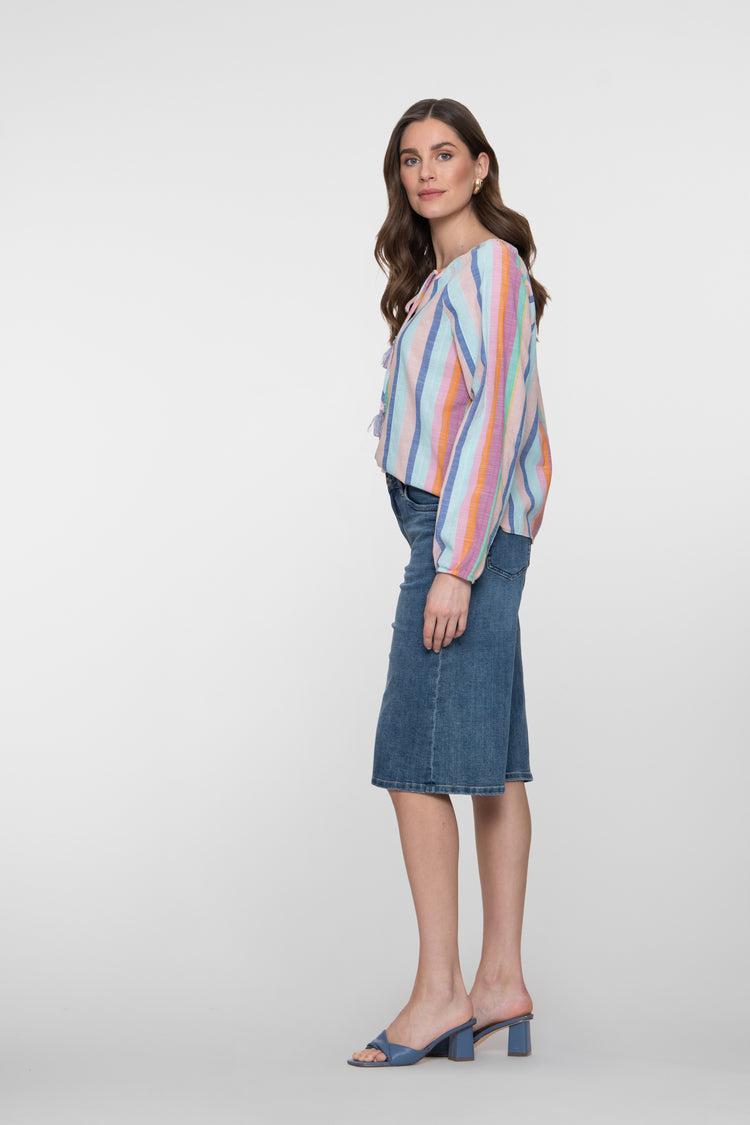 Geisha wijde denim bermuda