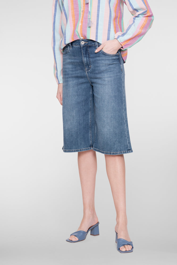 Geisha wijde denim bermuda
