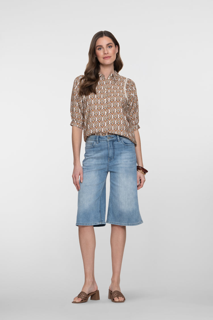 Geisha wijde denim bermuda