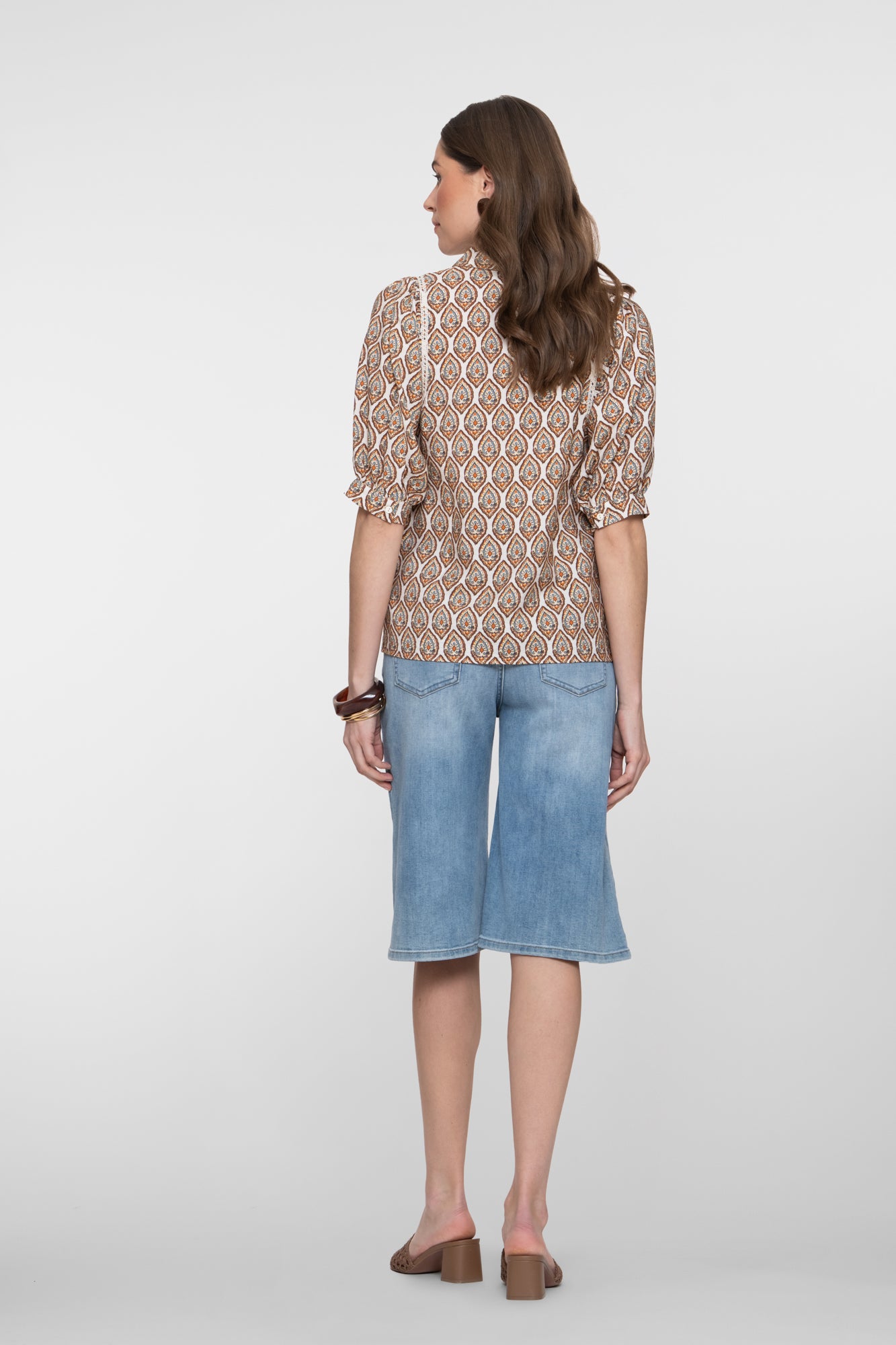 Geisha wijde denim bermuda