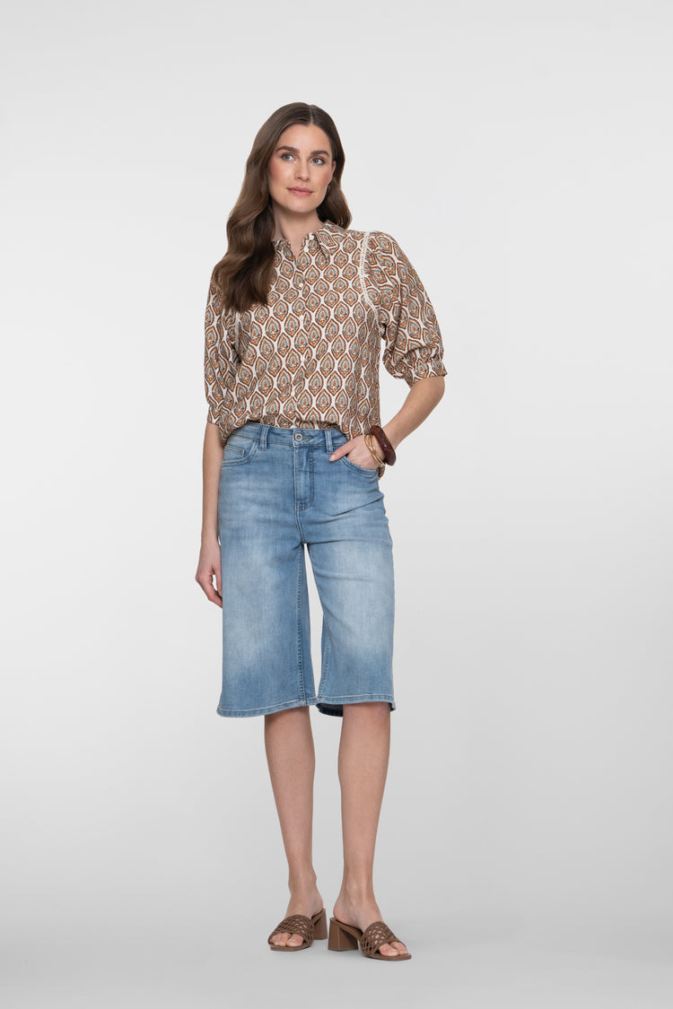 Geisha wijde denim bermuda