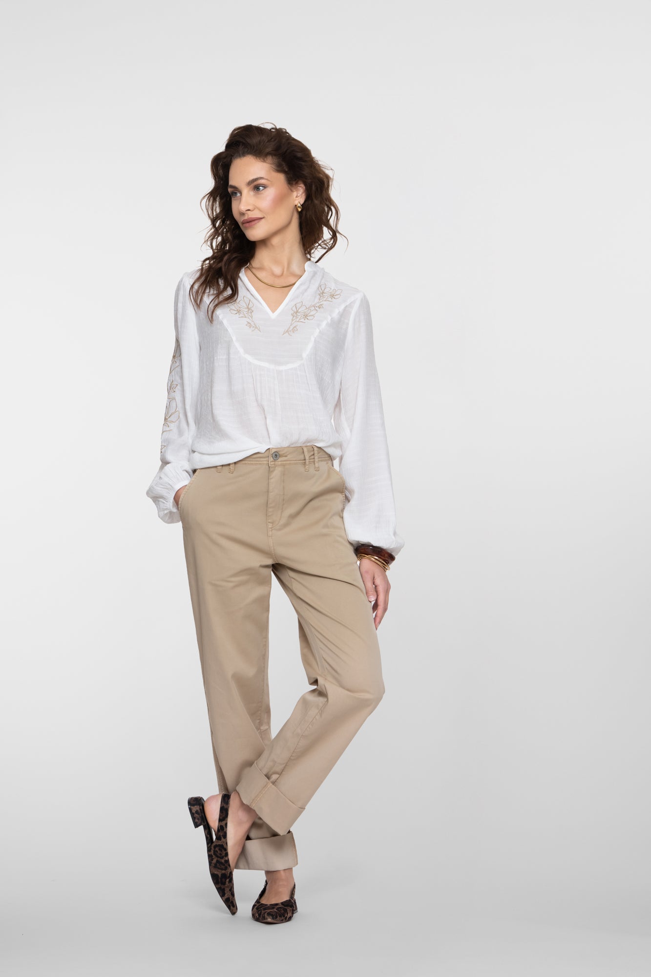 Geisha pantalon met omslag