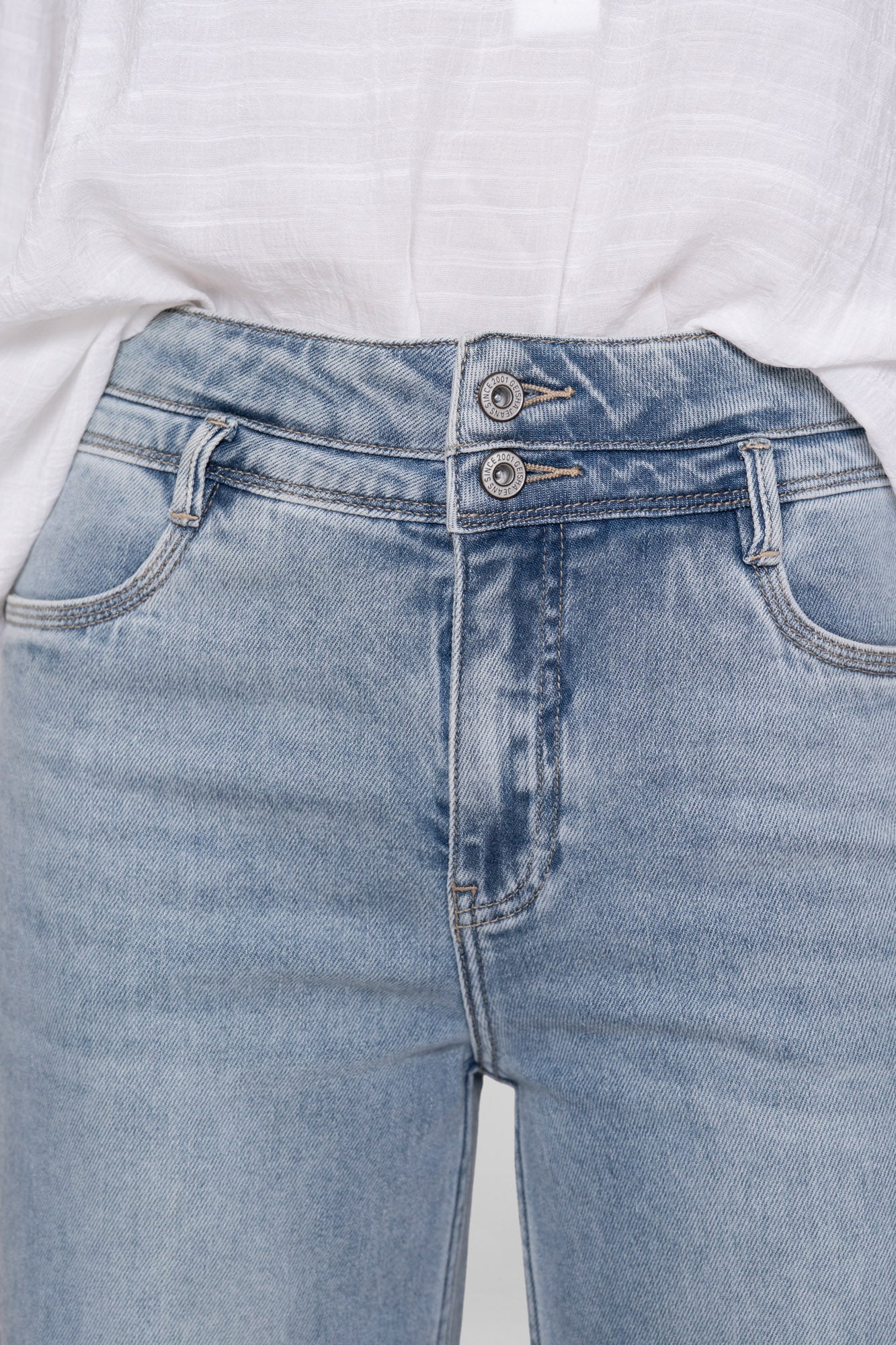 Geisha high rise jeans met wide leg en gekleurde rhinestones