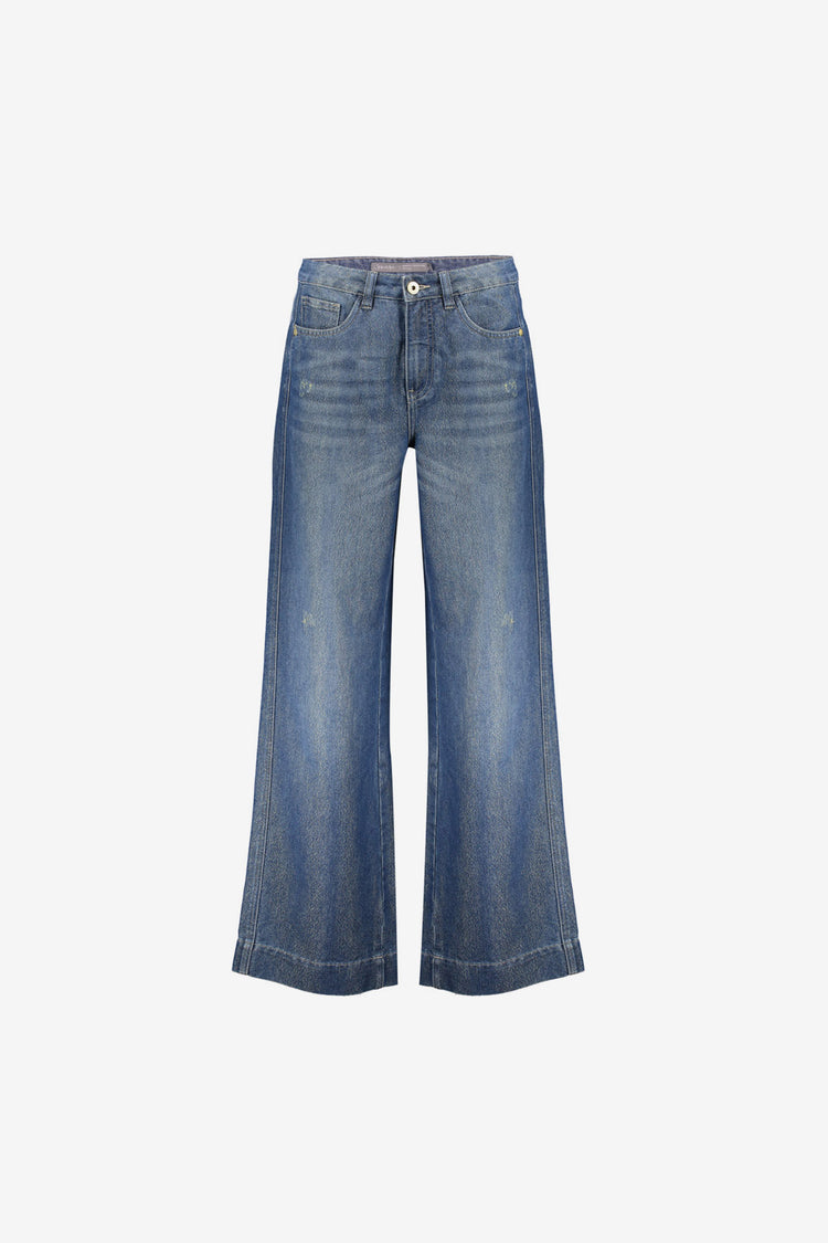 Geisha wide leg jeans met gouden garen