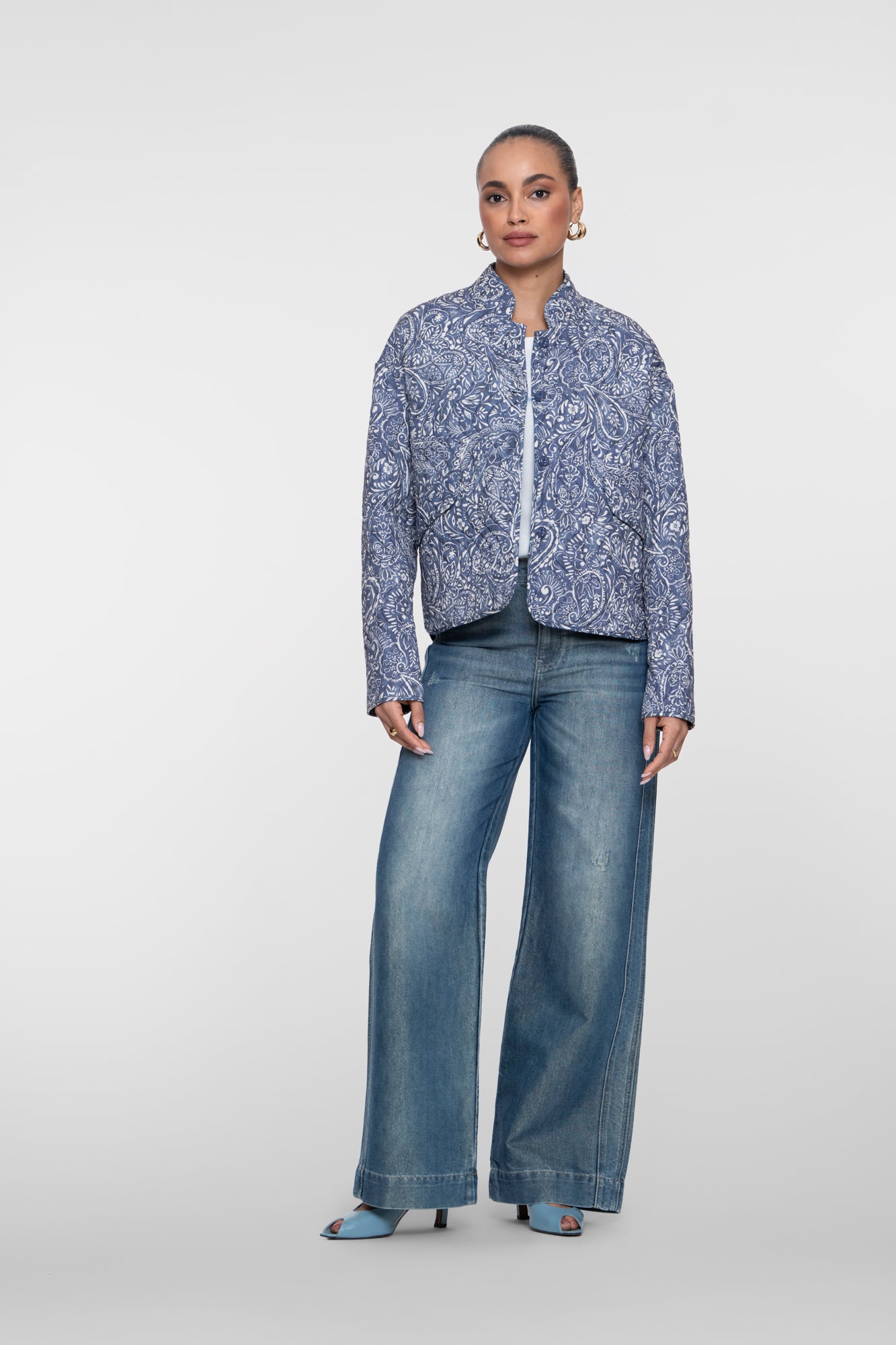 Geisha wide leg jeans met gouden yarn