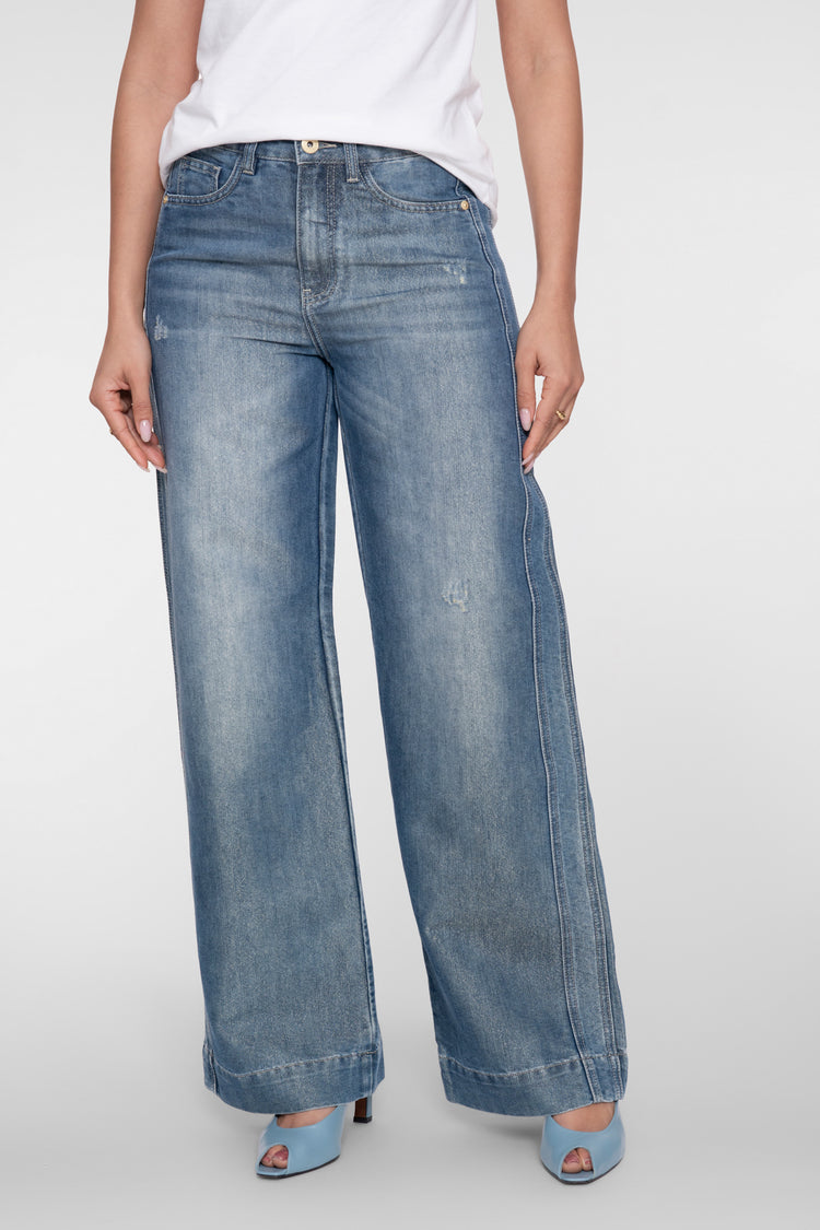 Geisha wide leg jeans met gouden yarn