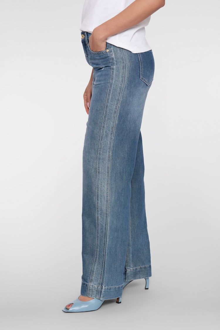 Geisha wide leg jeans met gouden yarn