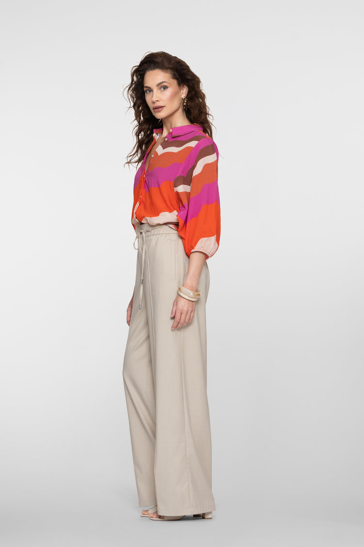 Geisha beige pantalon met strikkoord