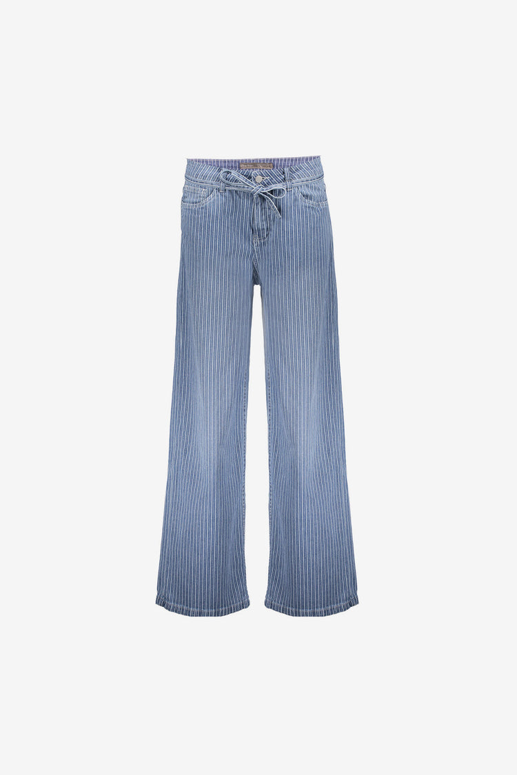 Geisha jeans met sportieve streep en lurex