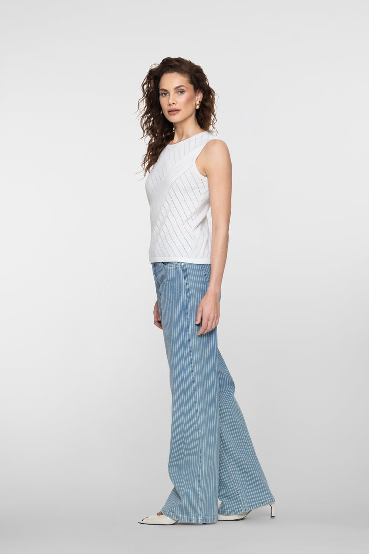 Geisha jeans met sportieve streep en lurex
