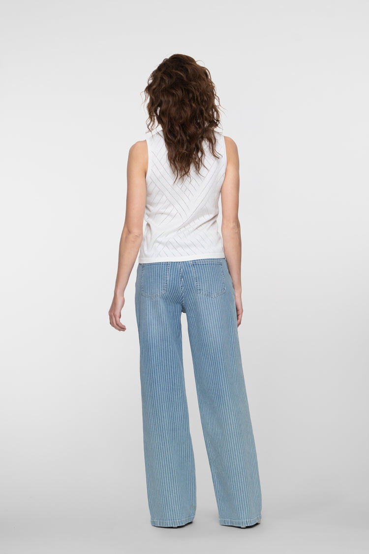Geisha jeans met sportieve streep en lurex