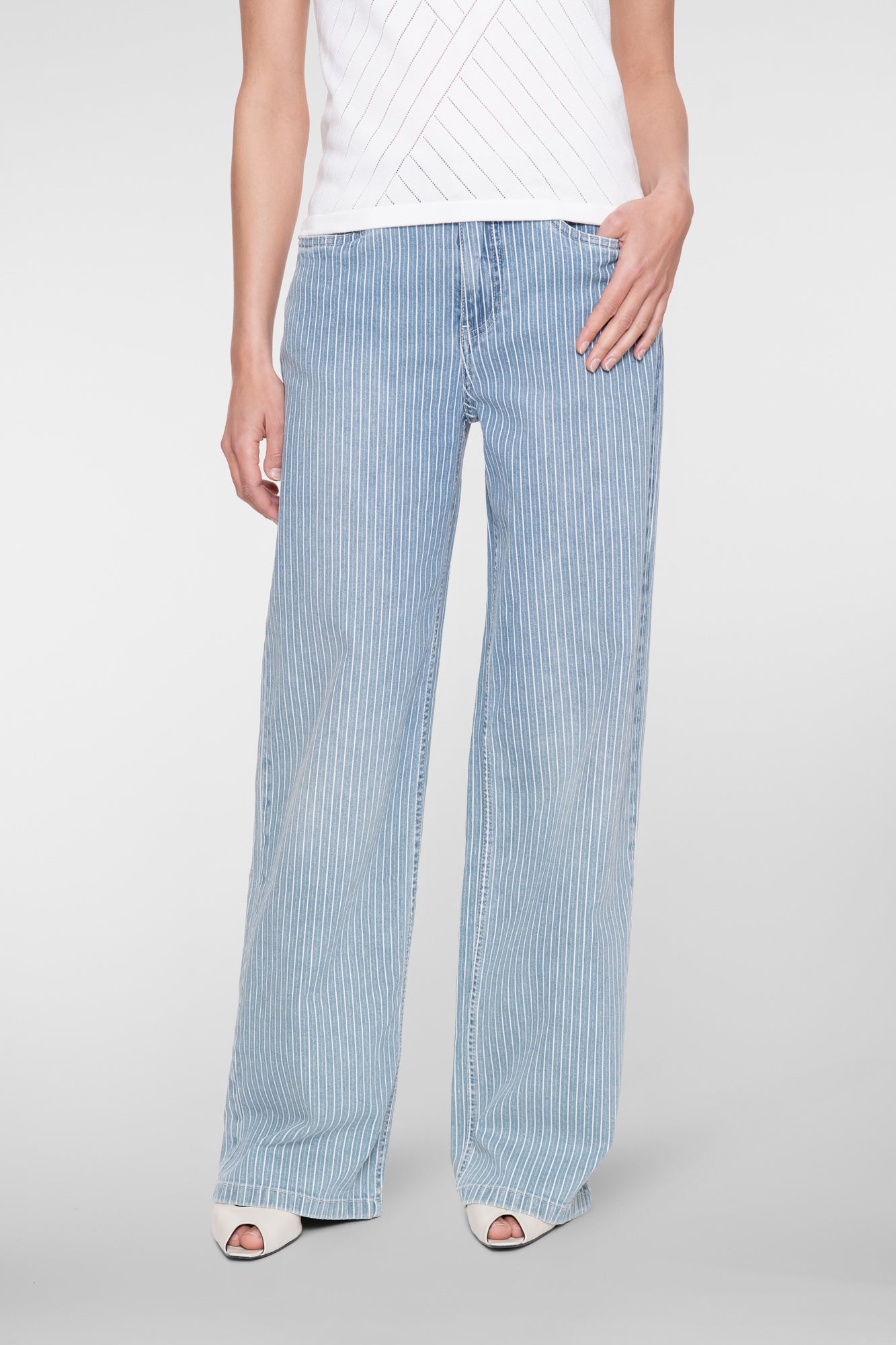 Geisha jeans met sportieve streep en lurex