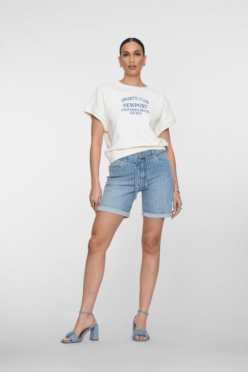 Geisha short met lurex streep