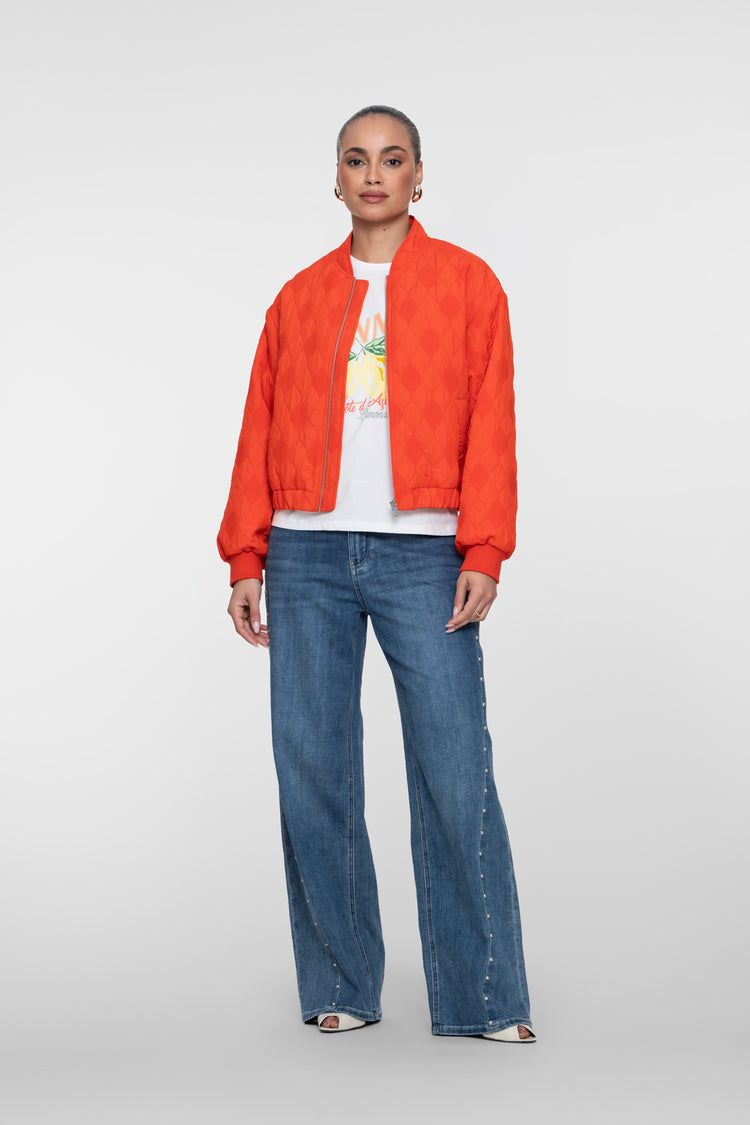 Geisha straight fit met parelpatroon