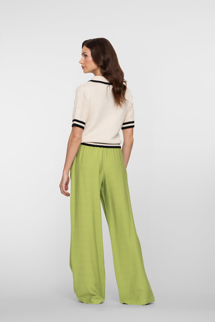 Geisha lime pantalon met elastische tailleband