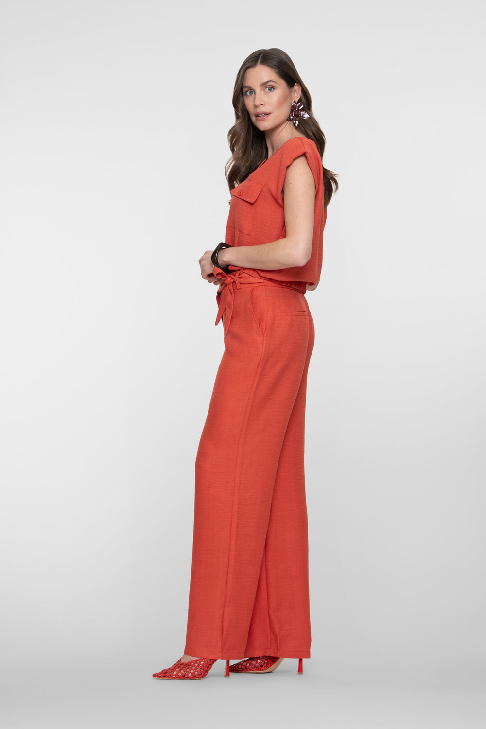 Geisha pantalon met linnenlook