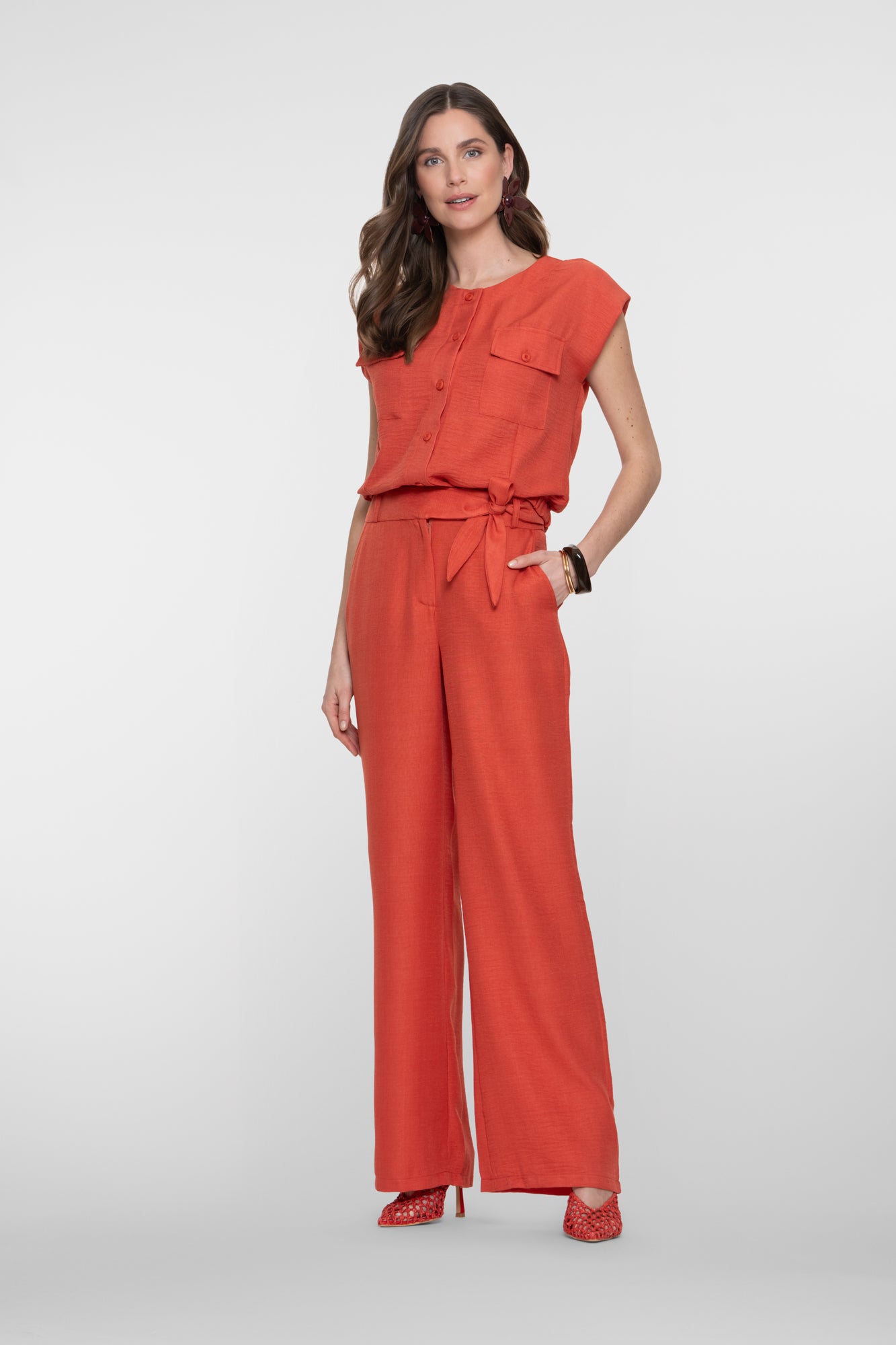 Geisha pantalon met linnenlook