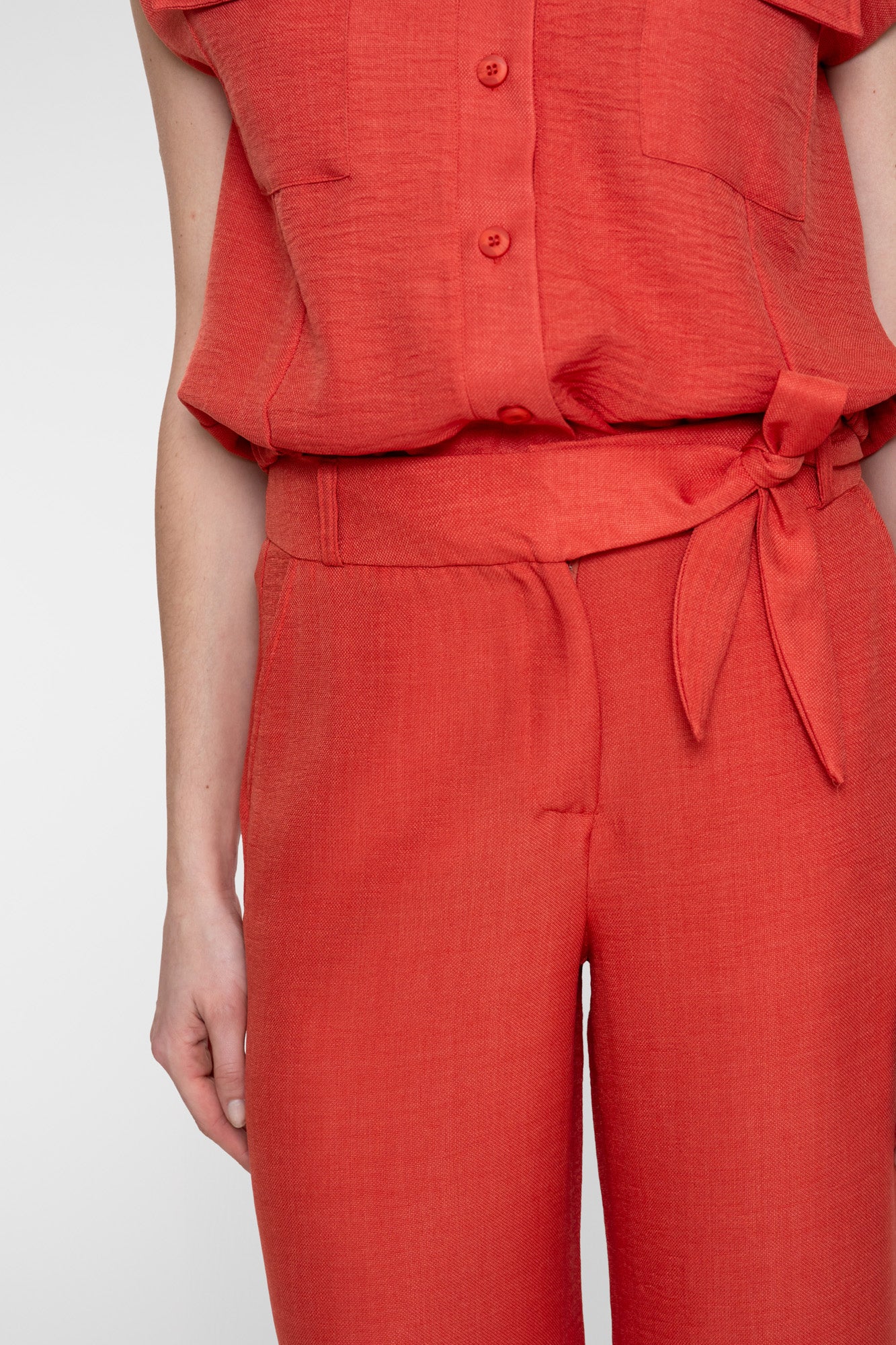 Geisha pantalon met linnenlook