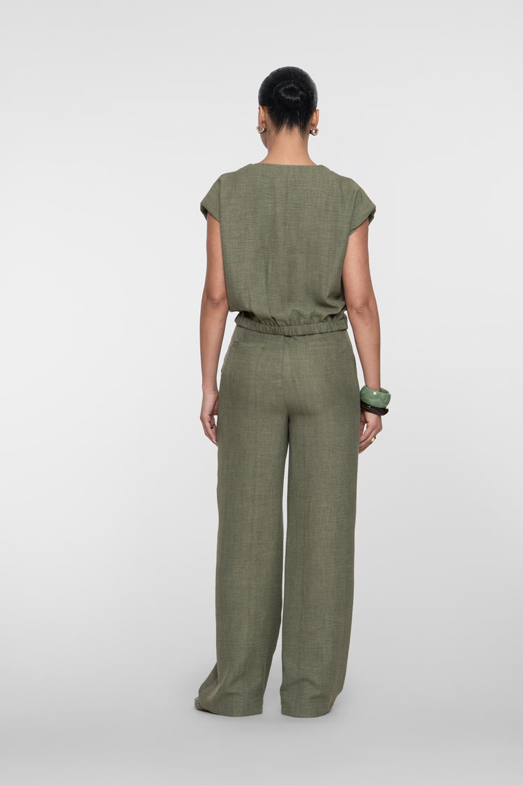 Geisha pantalon met linnenlook