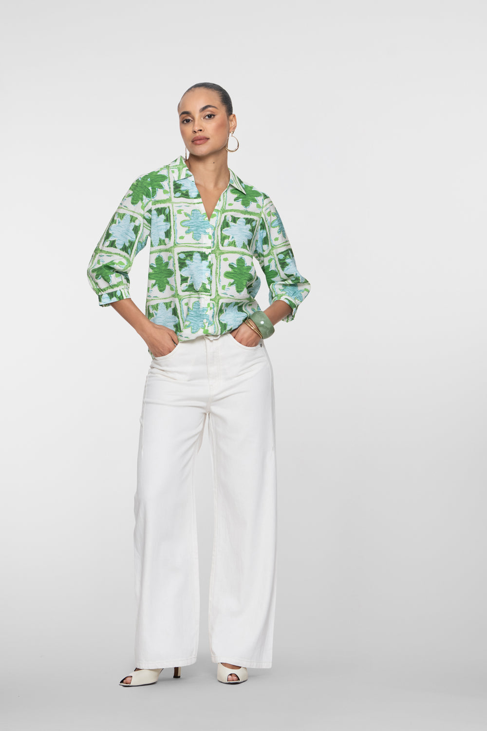 Geisha high waist jeans wit