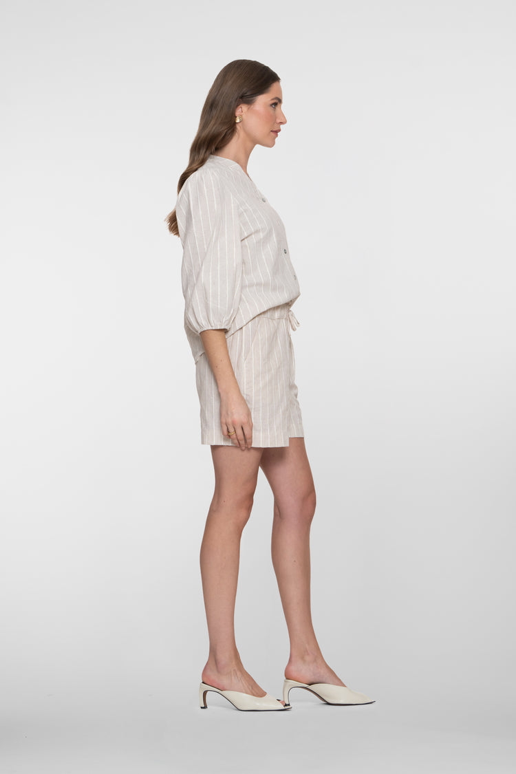 Geisha gestreepte paperbag short met lurex