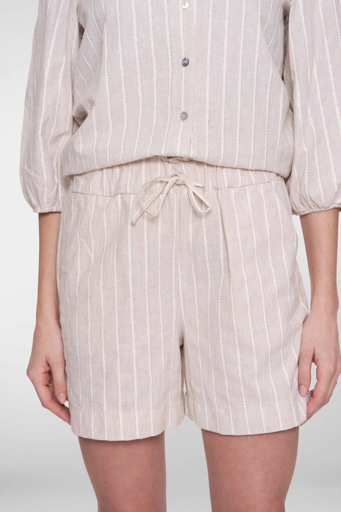 Geisha gestreepte paperbag short met lurex