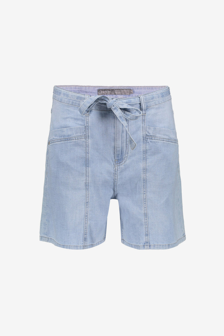 Geisha denim short met strikceintuur