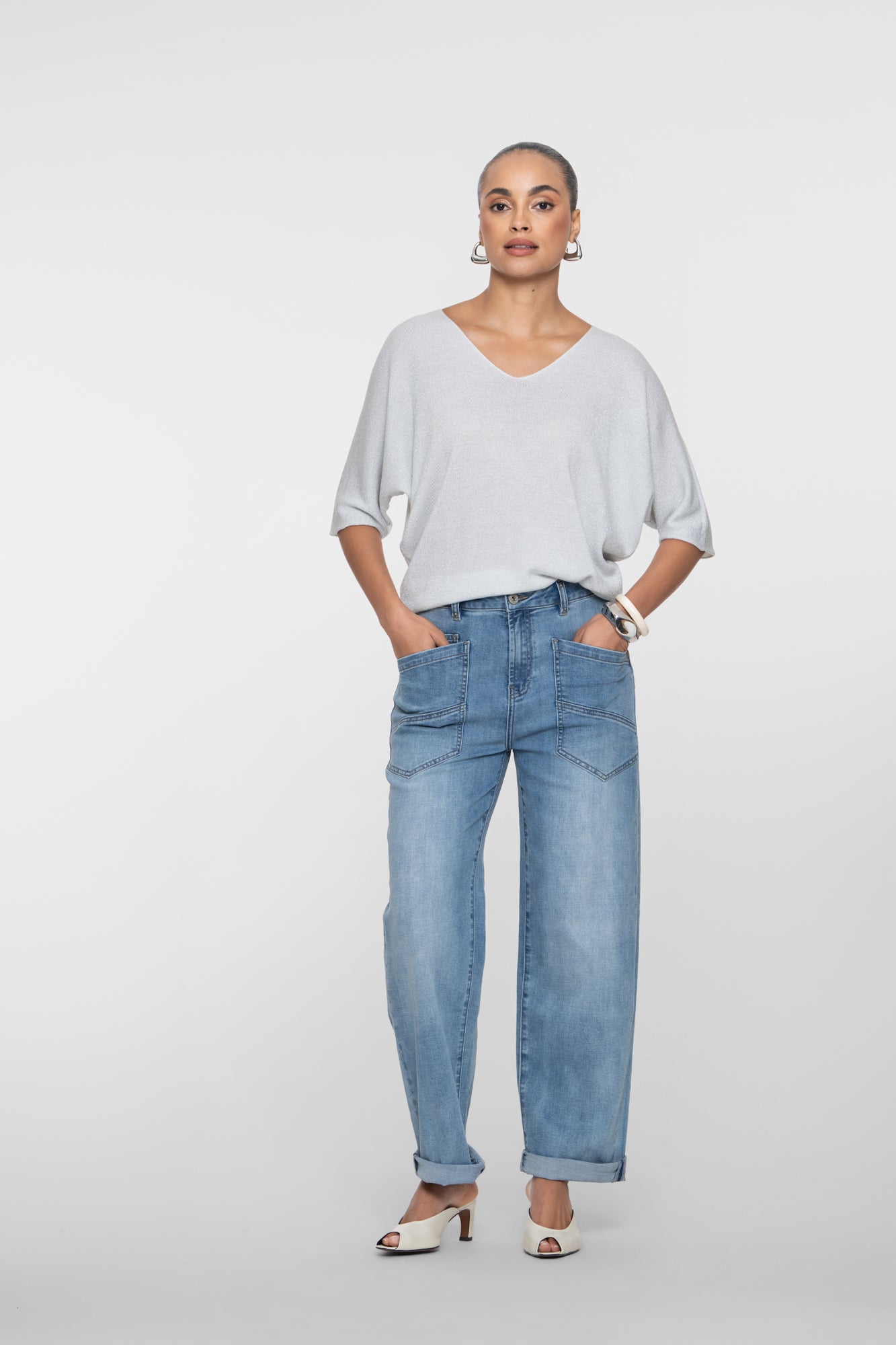 Geisha jeans met rechte pijp en stoere zakdetails
