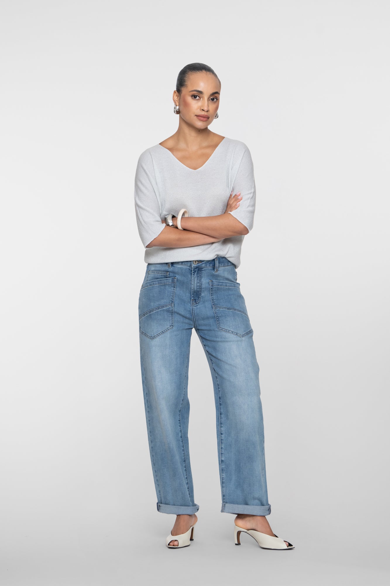 Geisha jeans met rechte pijp en stoere zakdetails
