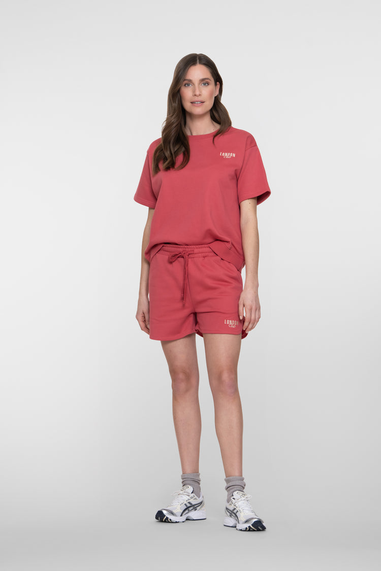 Geisha sweatshort met strikdetail en sportieve uitstraling