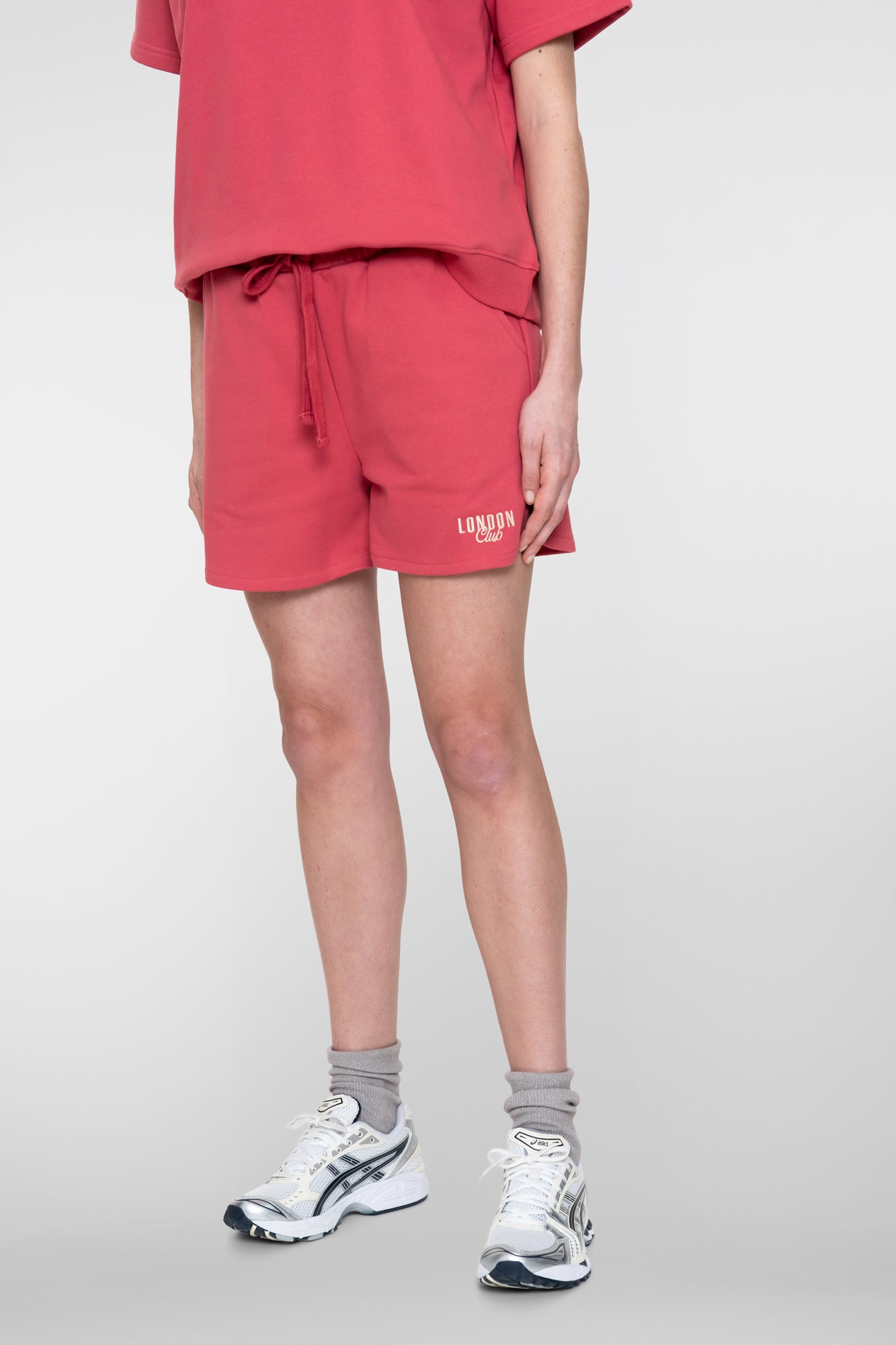 Geisha sweatshort met strikdetail en sportieve uitstraling