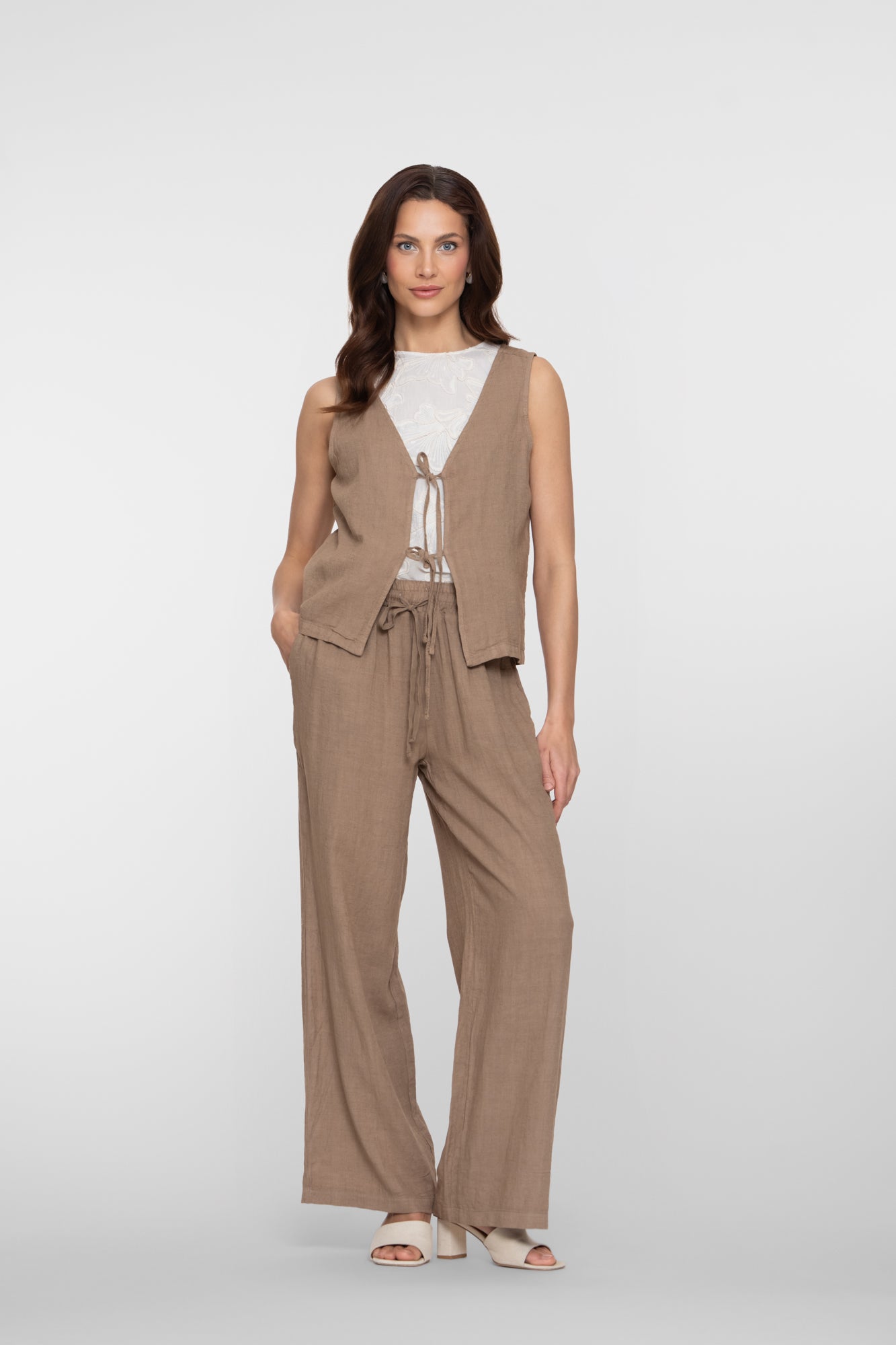 Geisha pantalon met linnenlook