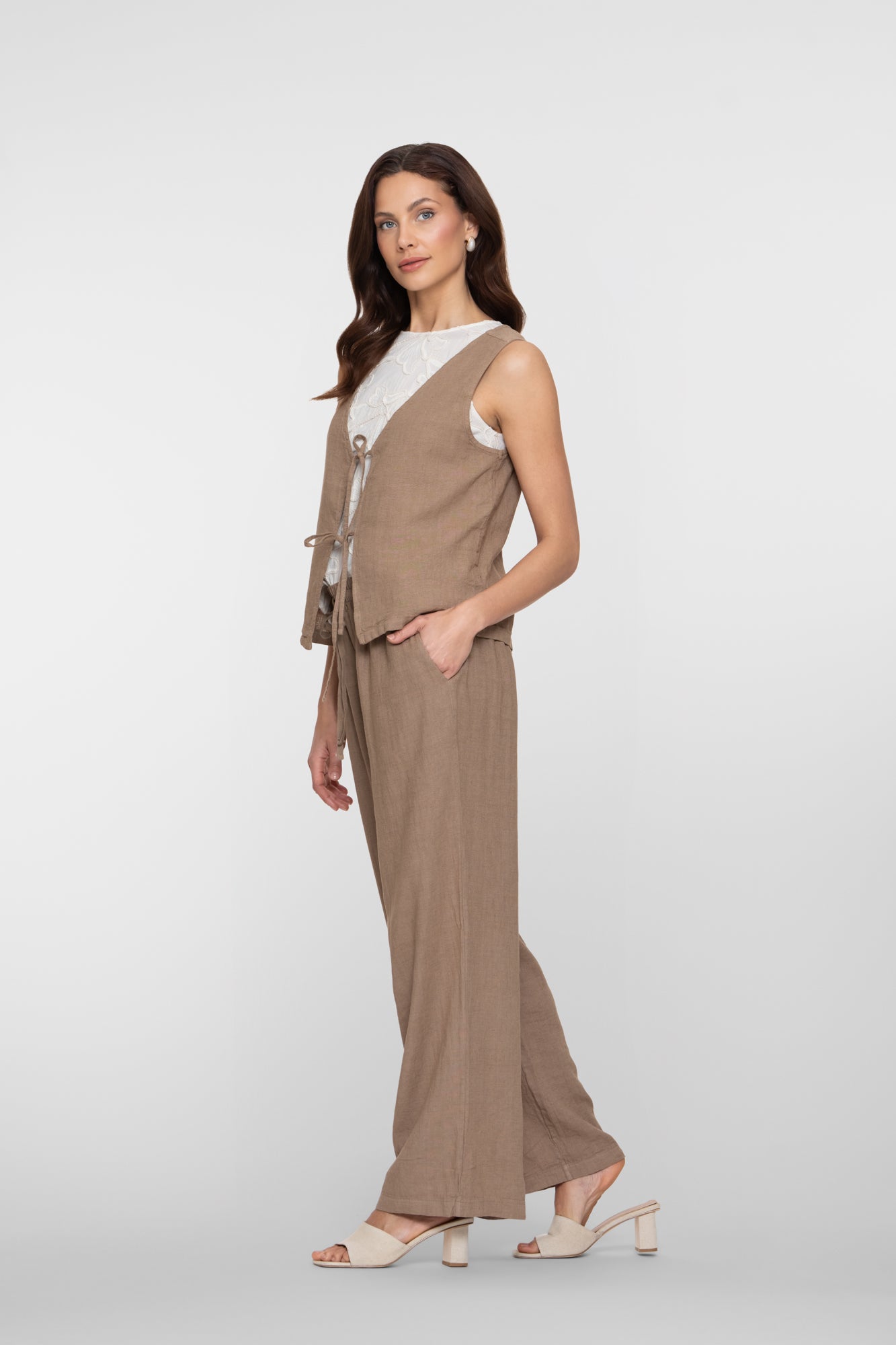 Geisha pantalon met linnenlook