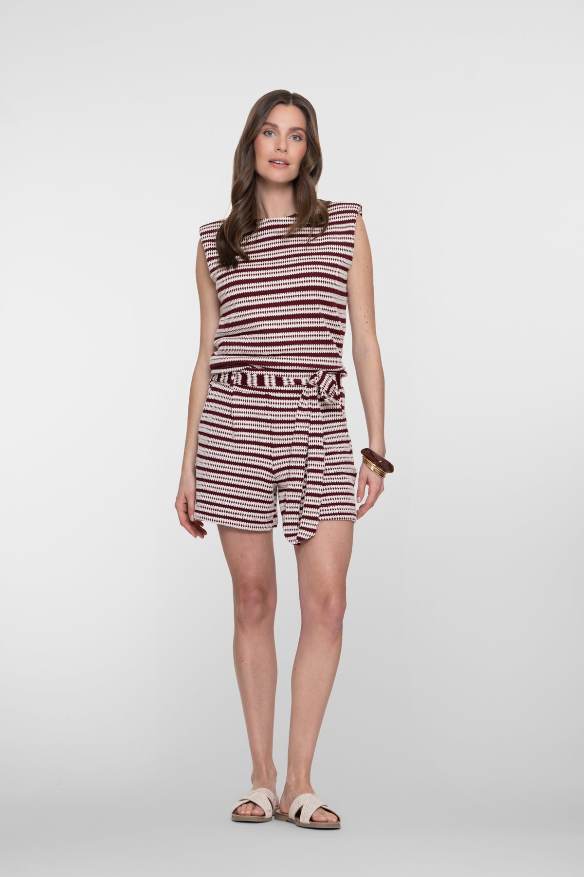 Geisha short met streepdessin en strikceintuur – Shop de look