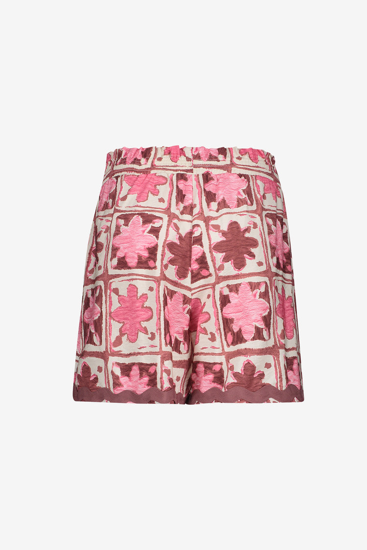 Geisha short met tile print en elastische tailleband