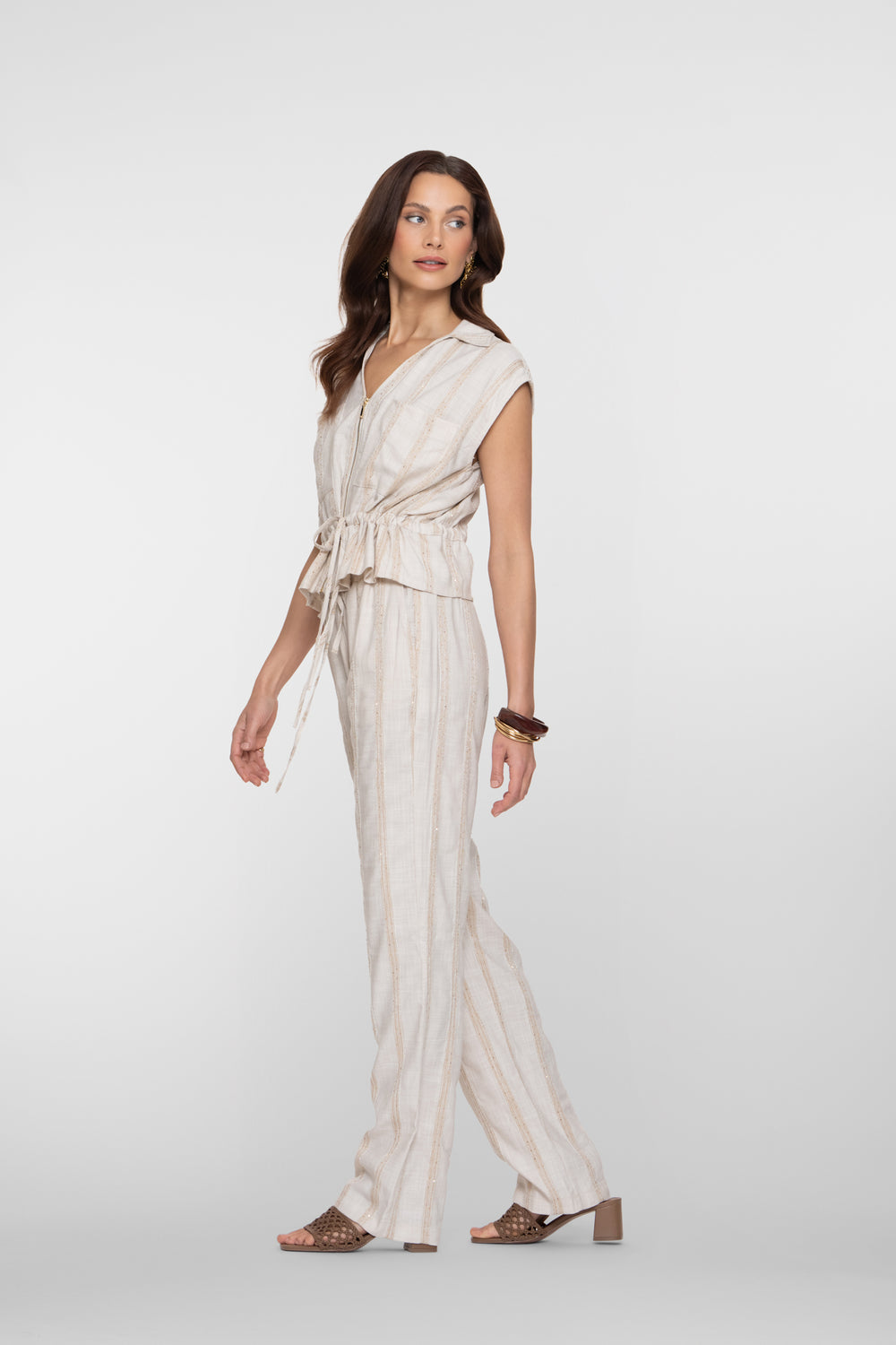 Geisha broek met streepdessin en subtiele shimmer
