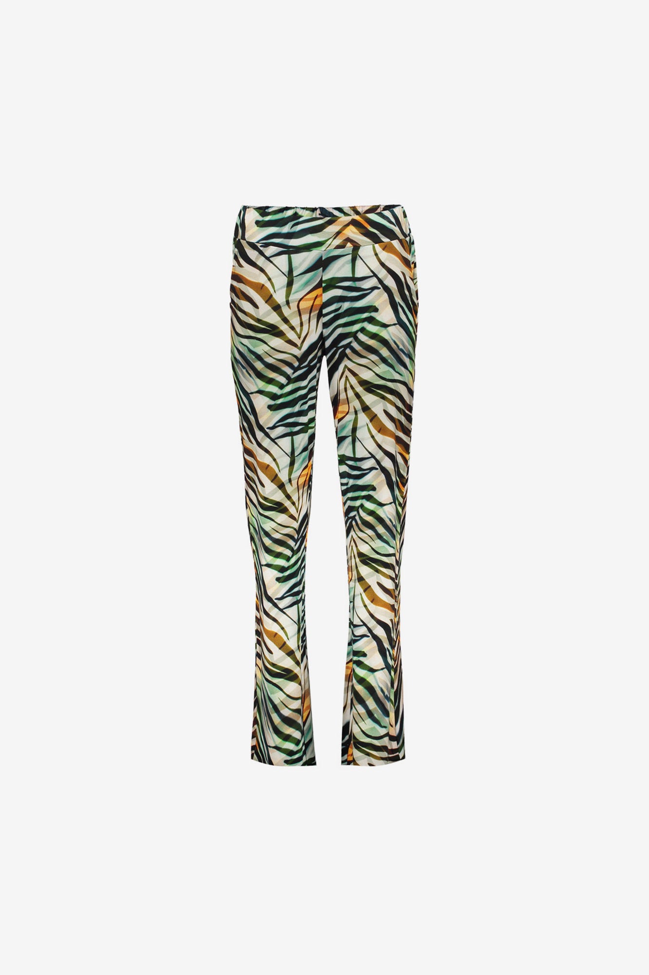 Geisha broek met tropische print en rechte pijp