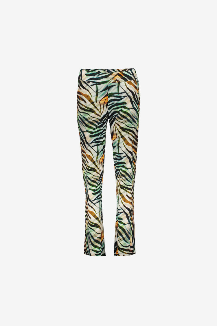 Geisha broek met tropische print en rechte pijp