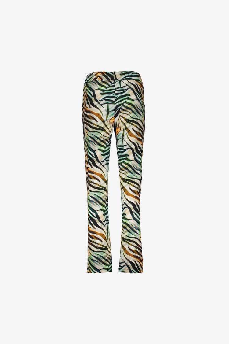 Geisha broek met tropische print en rechte pijp