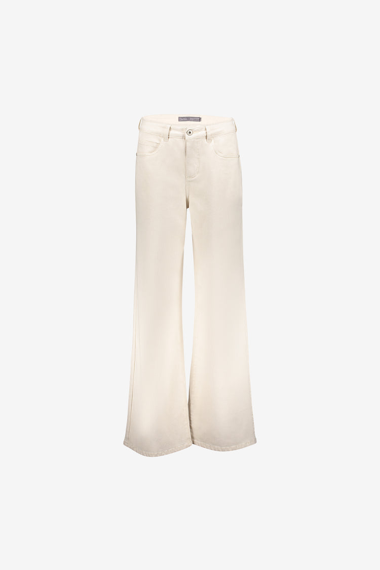 Geisha witte wide leg jeans met hoge taille en comfortabele pasvorm