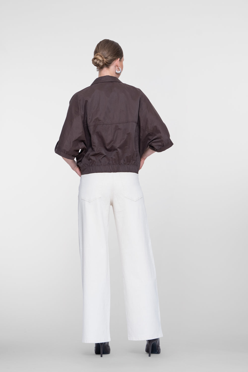 Geisha witte wide leg jeans met hoge taille en comfortabele pasvorm