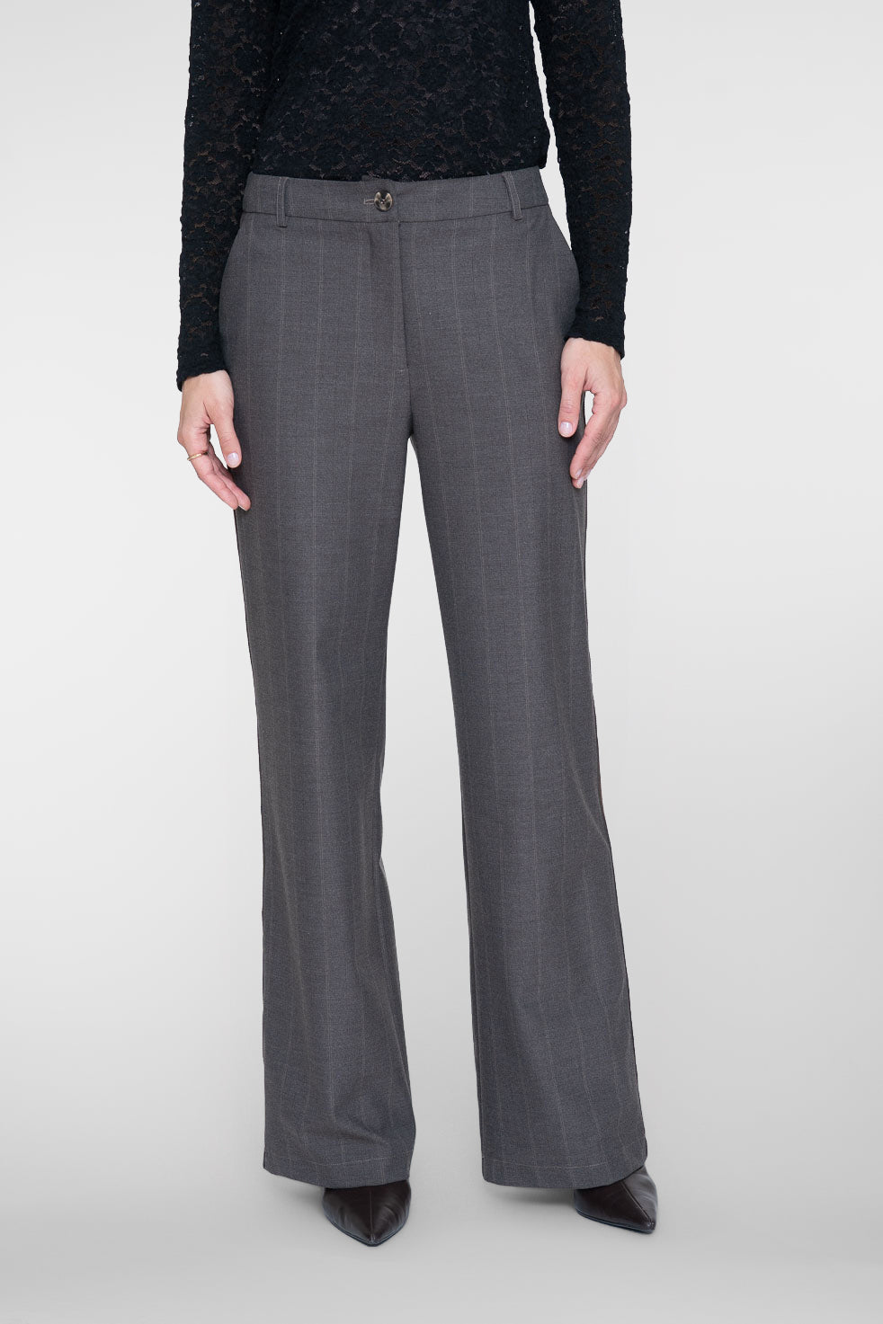 Geisha wide leg pantalon met krijtstreep en zijbies