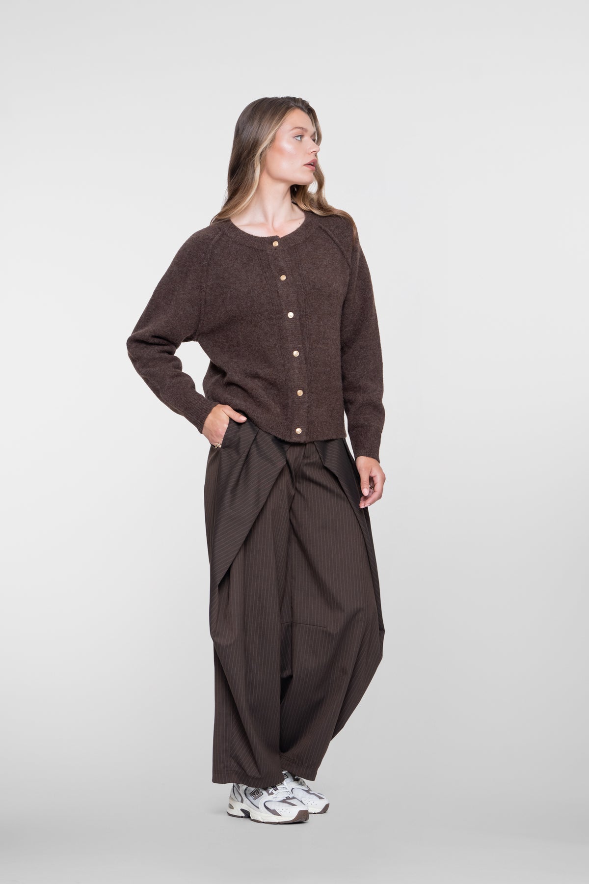 Geisha ballonbroek met pinstripe en opvallende overslag