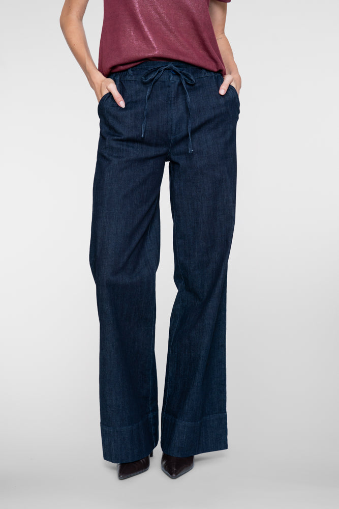 Geisha wide leg jeans met striksluiting en wijde pijpen