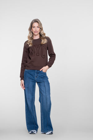 Geisha dames wide leg jeans met hoge taille en opvallende deelnaden
