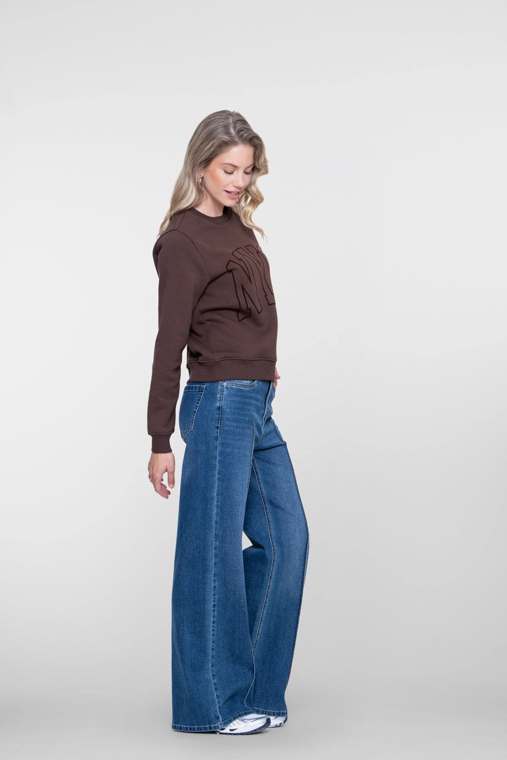 Geisha dames wide leg jeans met hoge taille en opvallende deelnaden