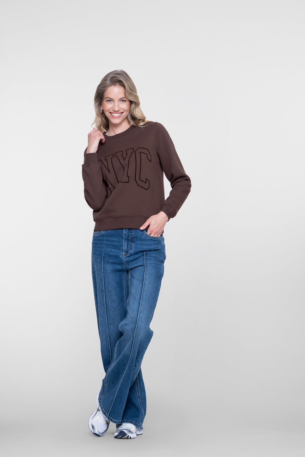 Geisha dames wide leg jeans met hoge taille en opvallende deelnaden – Shop de look