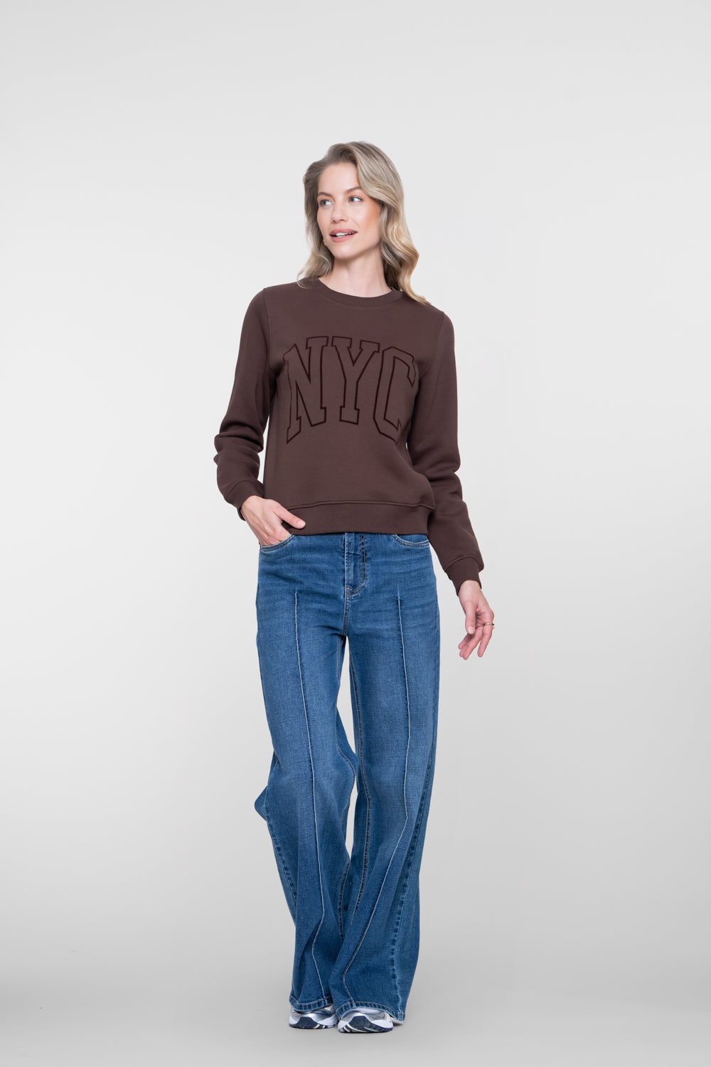Geisha dames wide leg jeans met hoge taille en opvallende deelnaden